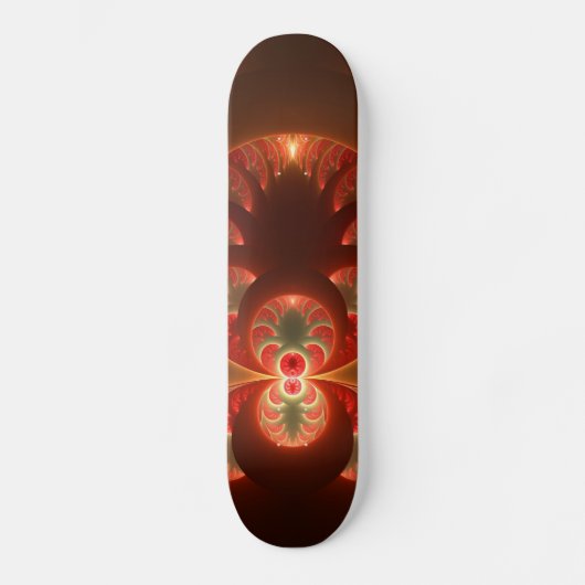 Abstraktes modernes, orangefarbenes Fraktal Skateboard (Vorderseite)