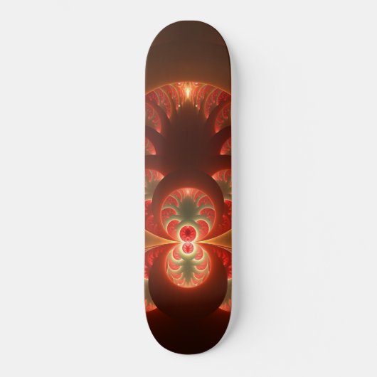 Abstraktes modernes, orangefarbenes Fraktal Skateboard (Vorderseite)