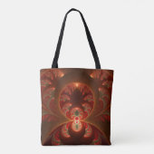 Abstraktes modernes, orangefarbenes Fraktal Tasche (Rückseite)