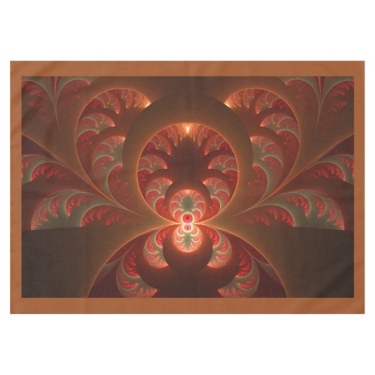 Abstraktes modernes, orangefarbenes Fraktal Tischdecke (Vorderseite (Horizontal))