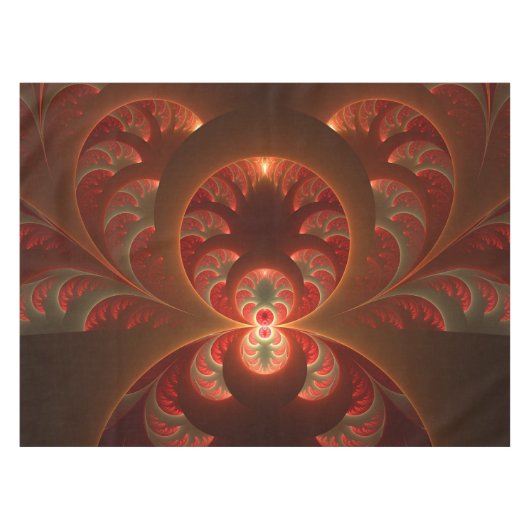 Abstraktes modernes, orangefarbenes Fraktal Tischdecke (Vorderseite (Horizontal))