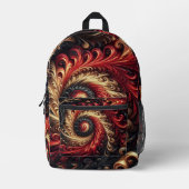 Abstraktes, modernes Rot, Schwarz und Gold Bedruckter Rucksack (Vorderseite)