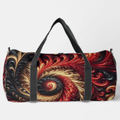 Abstraktes, modernes Rot, Schwarz und Gold Duffle Bag (Vorderseite)