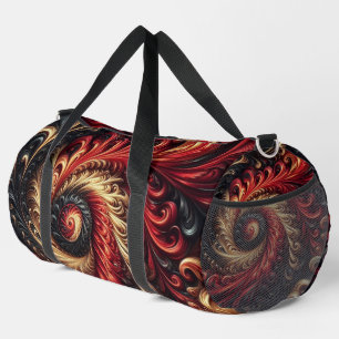 Abstraktes, modernes Rot, Schwarz und Gold Duffle Bag
