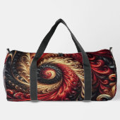 Abstraktes, modernes Rot, Schwarz und Gold Duffle Bag (Rückseite)