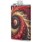 Abstraktes, modernes Rot, Schwarz und Gold Flachmann (Links)