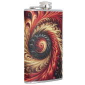 Abstraktes, modernes Rot, Schwarz und Gold Flachmann (Rechts)