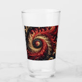 Abstraktes, modernes Rot, Schwarz und Gold Glas (Vorderseite)