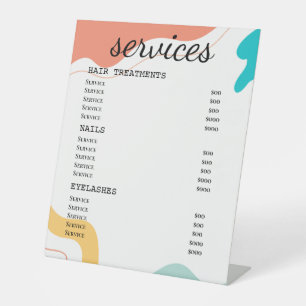 Abstraktes, modernes Salon-Service-Menü Sockelschild