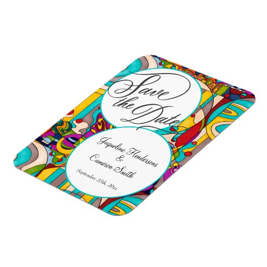 Abstraktes, modernes Save the Date Magnet (Linke Seite)