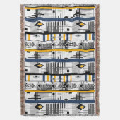 Abstraktes, modernes, Schwarz-weiß-gelbes Ornament Decke (Vorderseite Vertikal)