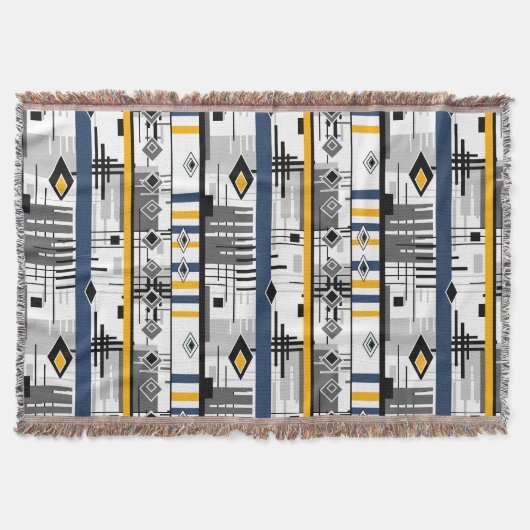 Abstraktes, modernes, Schwarz-weiß-gelbes Ornament Decke (Vorderseite)