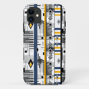 Abstraktes modernes schwarz weiß gelbes Ornament g Case-Mate iPhone Hülle