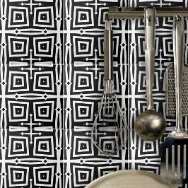 Abstraktes modernes Schwarz-Weiß-Geometrie-Muster Fliese