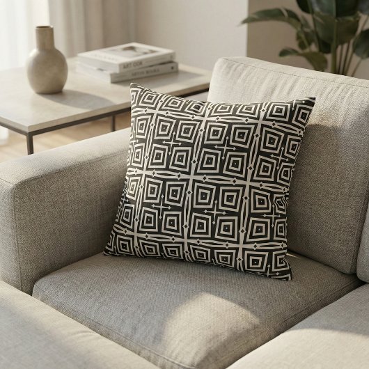 Abstraktes modernes Schwarz-Weiß-Geometrie-Muster Stoff