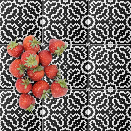 Abstraktes modernes Schwarz-Weiß-Mosaikmuster Fliese