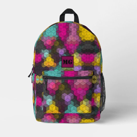 Abstraktes, modernes Sechseck formt Mosaik Bedruckter Rucksack (Vorderseite)