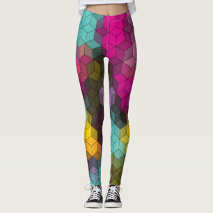 Abstraktes, modernes Sechseck formt Mosaik Leggings
