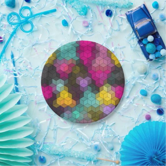 Abstraktes, modernes Sechseck formt Mosaik Pappteller (Party)