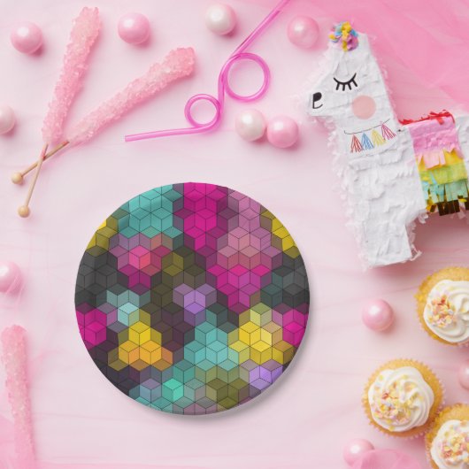 Abstraktes, modernes Sechseck formt Mosaik Pappteller (Party)