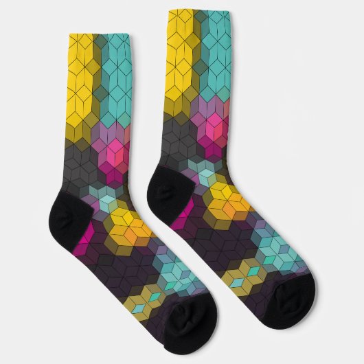 Abstraktes, modernes Sechseck formt Mosaike s Socken (Rechts)