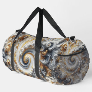 Abstraktes, modernes Swirbelgold, Schwarz und Weiß Duffle Bag