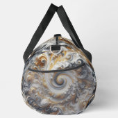 Abstraktes, modernes Swirbelgold, Schwarz und Weiß Duffle Bag (Rechts)