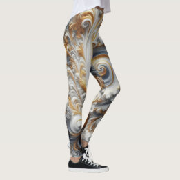 Abstraktes, modernes Swirbelgold, Schwarz und Weiß Leggings