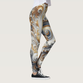 Abstraktes, modernes Swirbelgold, Schwarz und Weiß Leggings