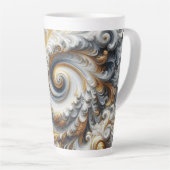 Abstraktes, modernes Swirbelgold, Schwarz und Weiß Milchtasse (Rechte Ecke)