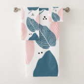 Abstraktes modernes tropisches Blätter Badhandtuch Set (Insitu)