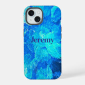 Abstraktes, modernes, türkisfarbenes Mosaik iPhone 15 Hülle (Rückseite)