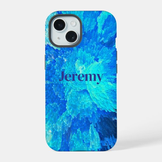 Abstraktes, modernes, türkisfarbenes Mosaik iPhone 15 Hülle (Rückseite)