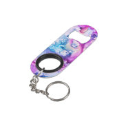 *~* abstraktes modernes Watercolor-Rosa-violettes Mini Flaschenöffner (Rückseite Schrägansicht)