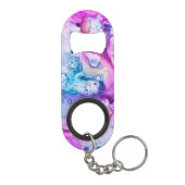 *~* abstraktes modernes Watercolor-Rosa-violettes Mini Flaschenöffner (Rückseite)