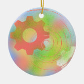 Abstraktes modernes Zahnrad Keramik Ornament (Vorne)