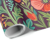 Abstraktes Mohn Schmetterlinge Geschenkpapier (Rolleneckpunkt)
