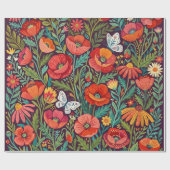 Abstraktes Mohn Schmetterlinge Geschenkpapier (Flach)