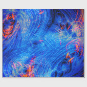 Abstraktes Molten Liquid Saphire Blue und Orange Geschenkpapier (Flach)