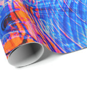 Abstraktes Molten Liquid Saphire Blue und Orange Geschenkpapier (Rolleneckpunkt)