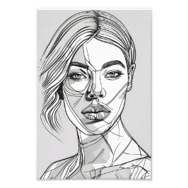 Abstraktes Monchrome-Linie-Portrait Fotodruck