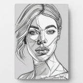 Abstraktes Monchrome-Linie-Portrait Fotoplatte (Vorderseite)