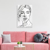 Abstraktes Monchrome-Linie-Portrait Leinwanddruck (Insitu (Wohnzimmer))