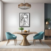 Abstraktes Monchrome-Linie-Portrait Poster