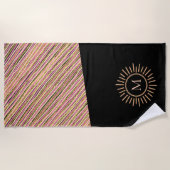 Abstraktes Mongram Summer Pink Yellow Gold Strandtuch (Vorderseite)