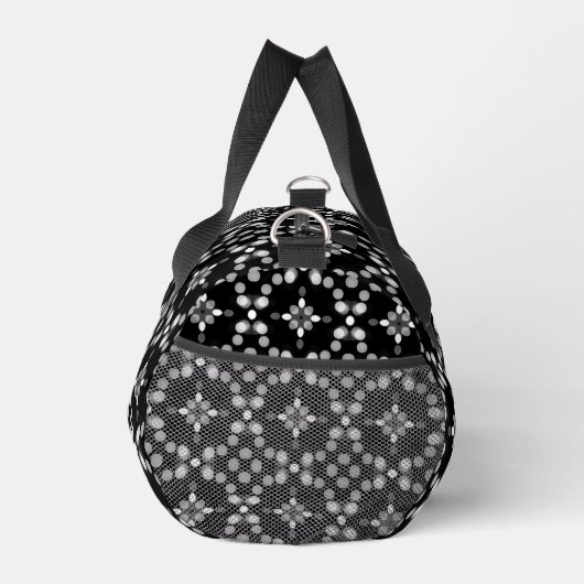 Abstraktes Monochrome Bokeh Dots Muster klein Duffle Bag (Rechts)