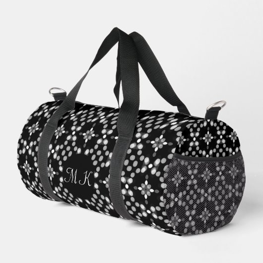 Abstraktes Monochrome Bokeh Dots Muster klein Duffle Bag (Rechte Ecke)