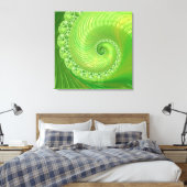 Abstraktes Monochrome Green Spiral Fraktal Leinwanddruck (Insitu (Schlafzimmer))