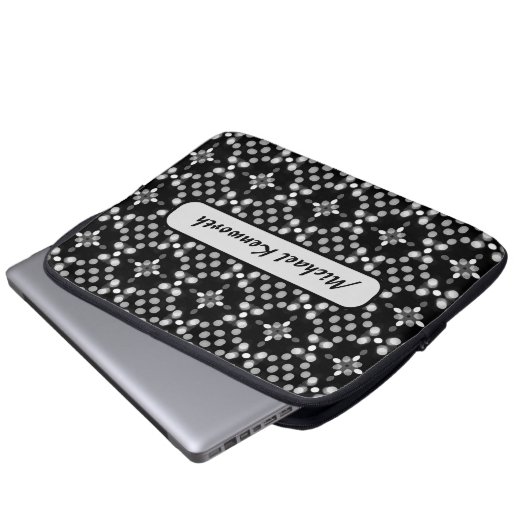 Abstraktes monochromes Bokeh-Dots-Muster Laptopschutzhülle (Vorne Knopf)