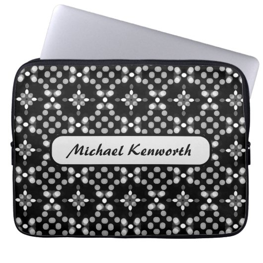 Abstraktes monochromes Bokeh-Dots-Muster Laptopschutzhülle (Vorderseite)